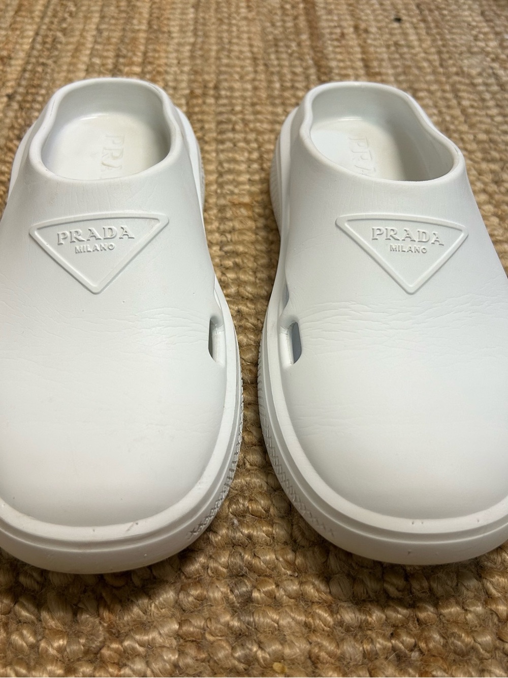Prada White Slip-On Mules